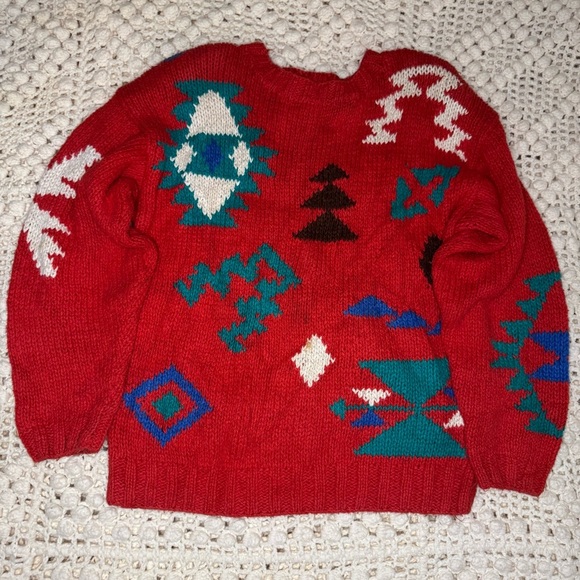 Li 2 Wear vintage Red Patterned Sweater - Picture 7 of 8